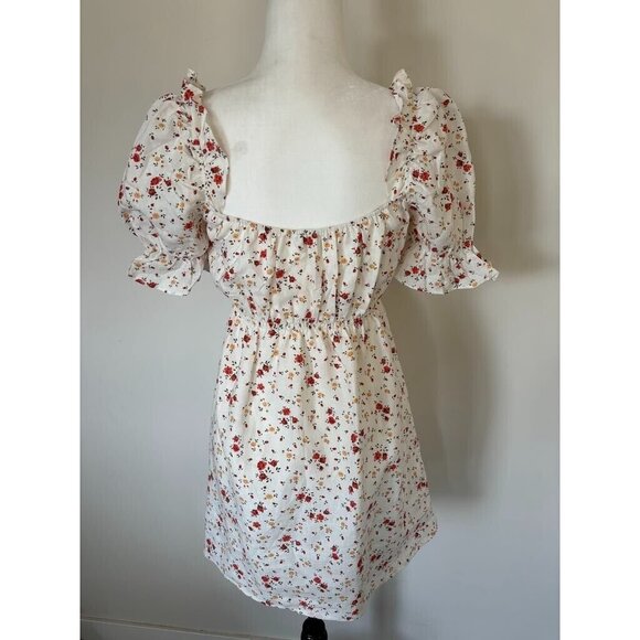 REFORMATION Channa Floral Print Sweetheart Dress in Weiss Size Small 100% Linen - Picture 5 of 7